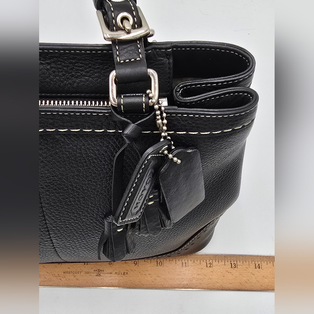 🌻VINTAGE!🌻Coach Y2K Hampton Luxury Tassel Satchel + Shoulder Chain Strap,Black - Picture 13 of 16